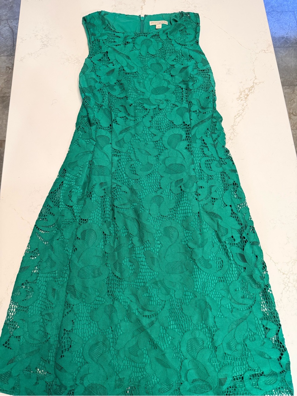 New York & Company Teal Lace Fit-and-Flare Mini Dress